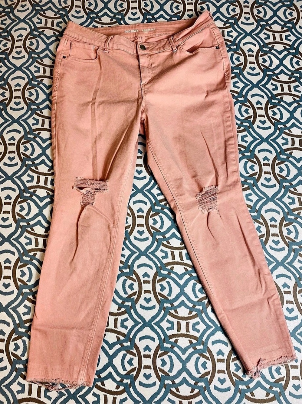 Old Navy Mid-Rise Distressed Rockstar Pop-Color Super Skinny Jeans Super Skinny